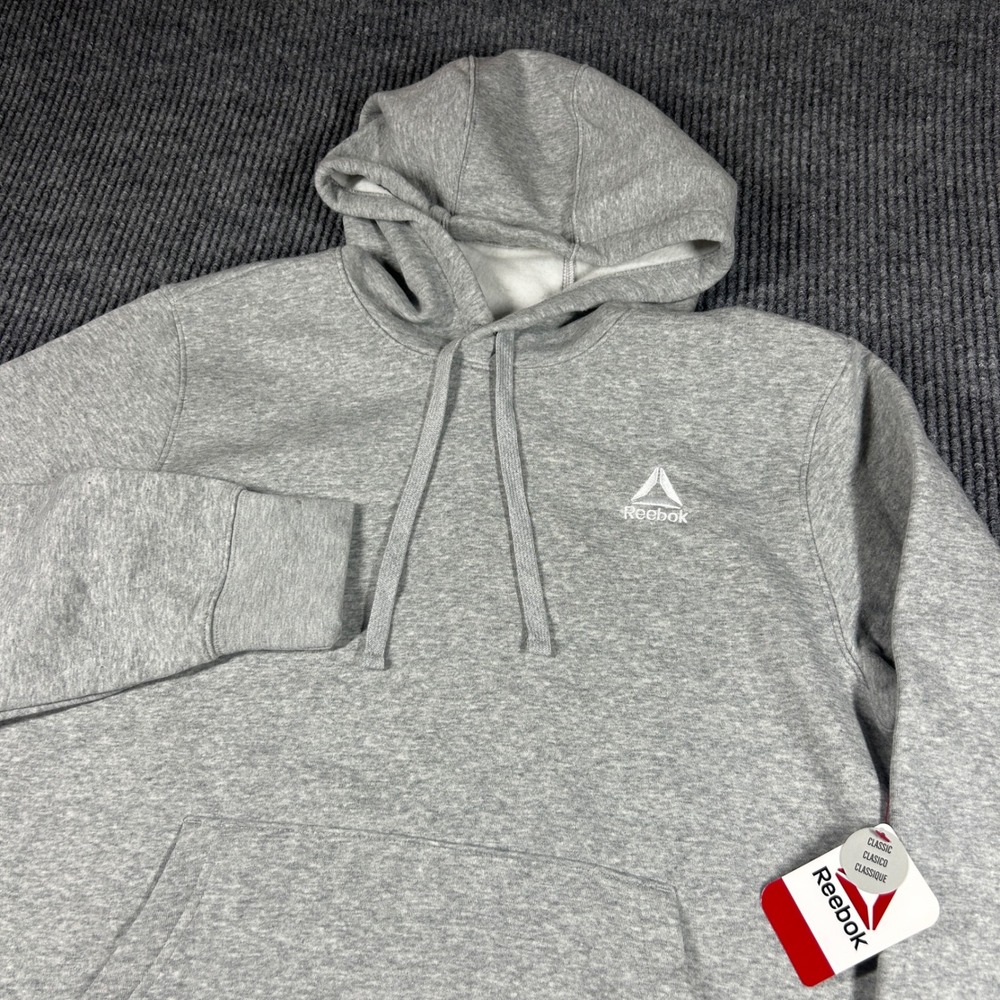 Reebok Hoodie Mens M SML Delta Logo Grey Heather NWT Lounge Active Training